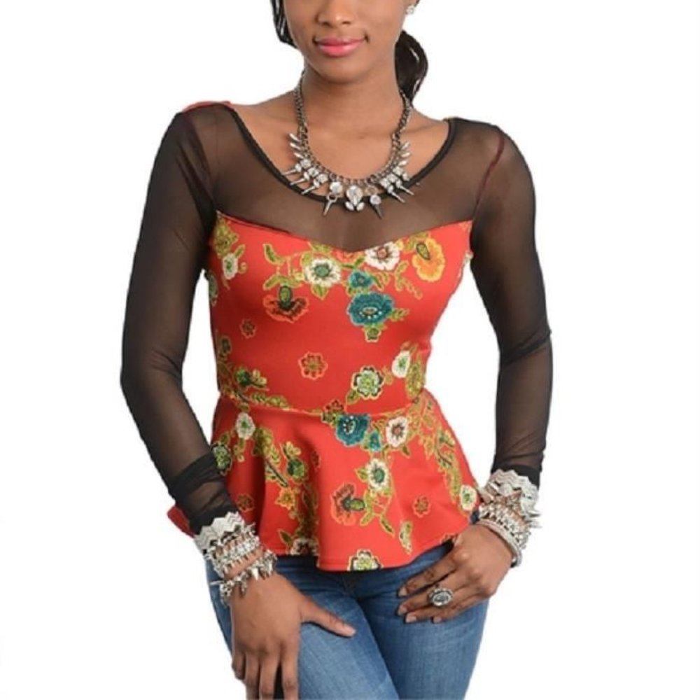 Flower Peplum Top